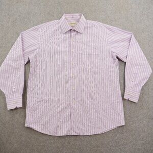 Tommy Bahama Shirt Mens 16.5 34 35 Purple Button Up Long Sleeve Striped